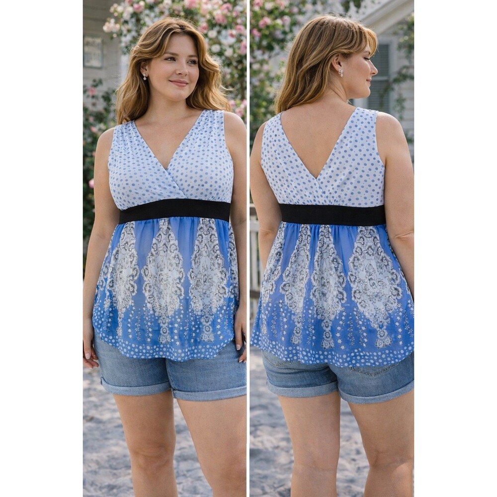 Charlotte Russe Sheer Babydoll Cami Tank Small Y2k Fairy Coquette Blue 90's Prep